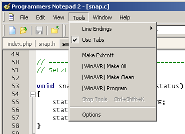 Programmers Notepad > Tools